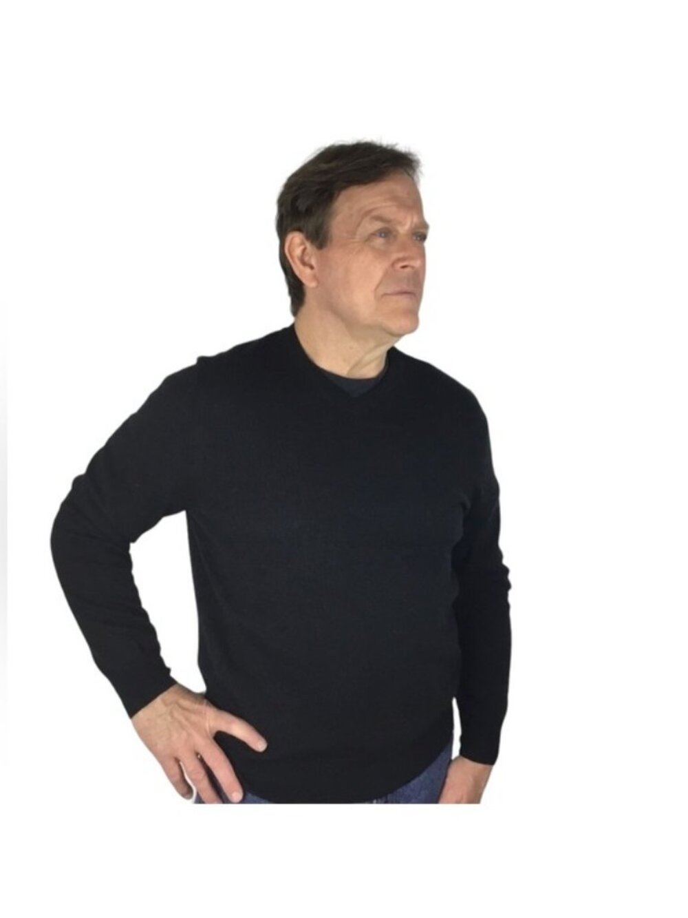 NEW Daniel Bishop Extra Fine Merino Wool Black Mens Large